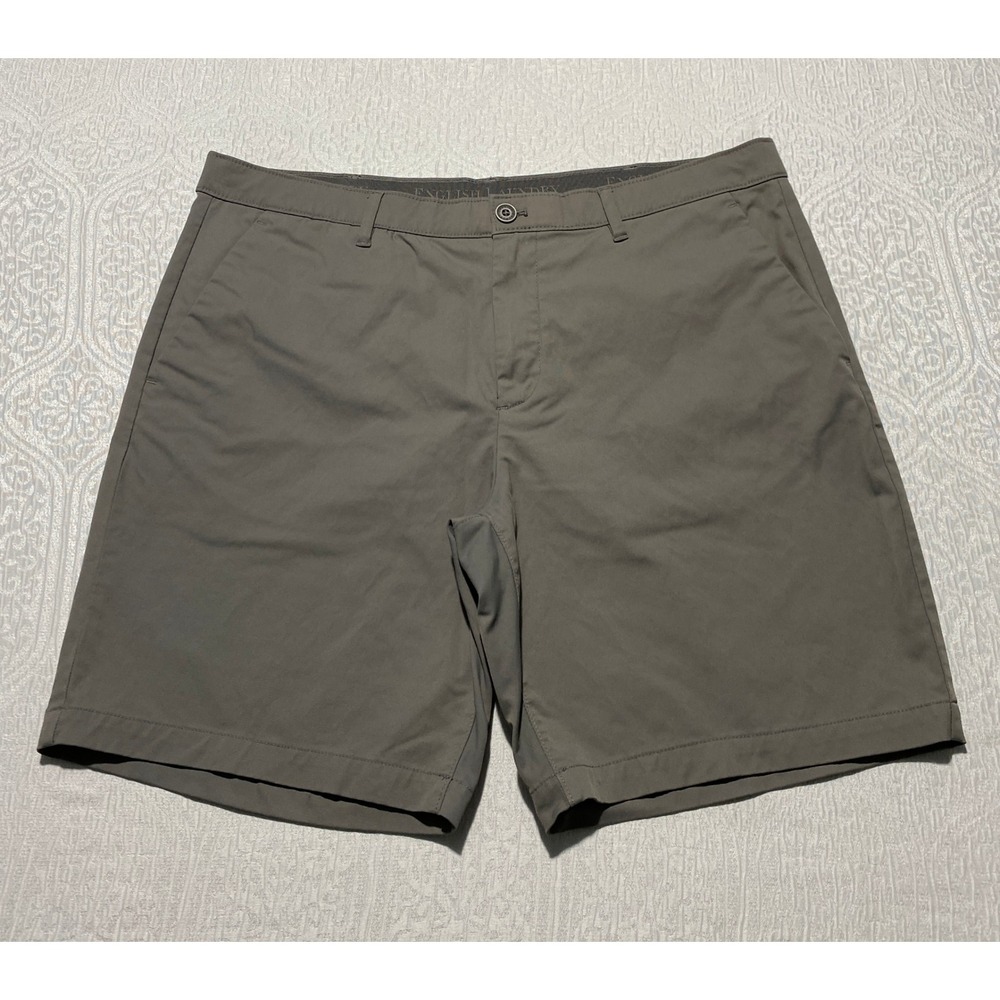 English Laundry Mens Gray Performance Stretch Flat Front Chino Golf Shorts‎ 38